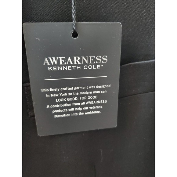 Awearness Kenneth Cole Solid Blue Wool Single Breasted Two Buttons Blazer 54L - Picture 2 of 12